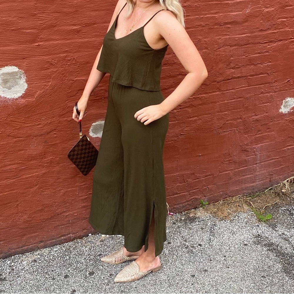 Olive Green Ribbed Jumpsuit | Size M | Whiteroom + Cactus | worn once for pics